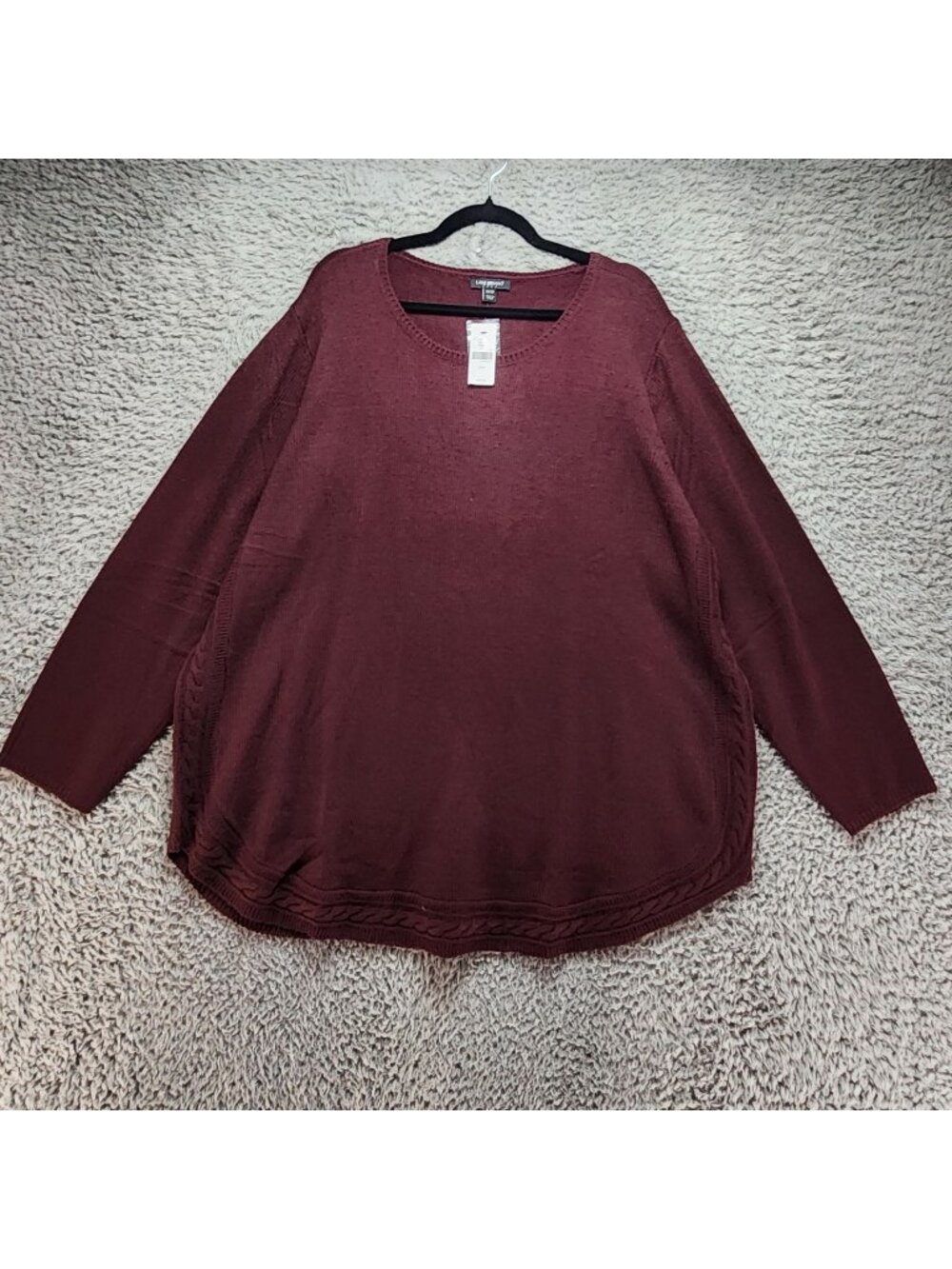 Lane Bryant Sweater Womens Plus 22/24 Burgundy Red Cable Knit *NWT*